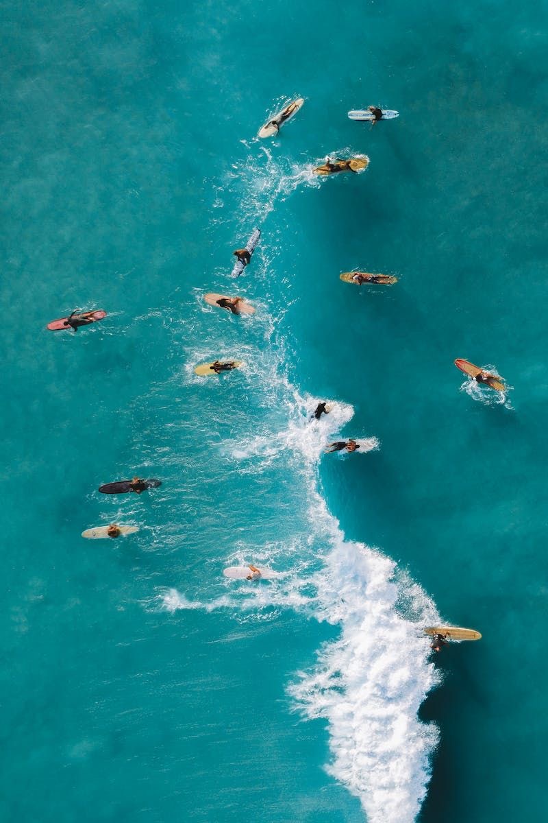 Surfers from above