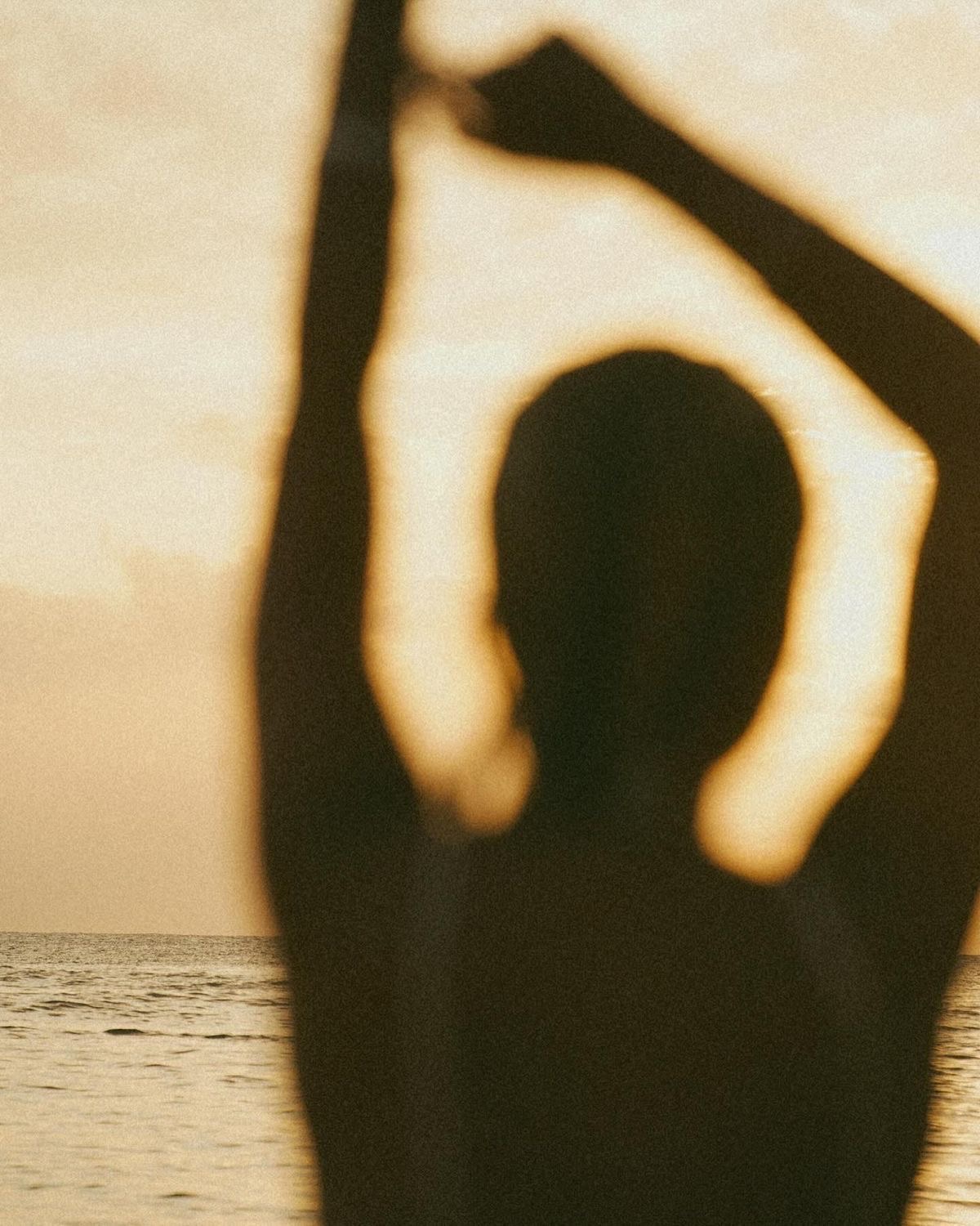 Sunset meditation silhouette